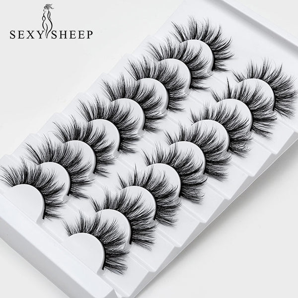 SEXYSHEEP 4/8 pairs 3D Mink Lashes Natural False Eyelashes Dramatic Volume Fake Lashes Makeup Eyelash Extension Silk Eyelashes