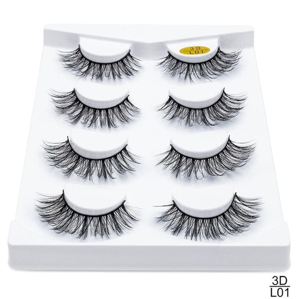 SEXYSHEEP 4/8 pairs 3D Mink Lashes Natural False Eyelashes Dramatic Volume Fake Lashes Makeup Eyelash Extension Silk Eyelashes