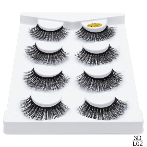 SEXYSHEEP 4/8 pairs 3D Mink Lashes Natural False Eyelashes Dramatic Volume Fake Lashes Makeup Eyelash Extension Silk Eyelashes