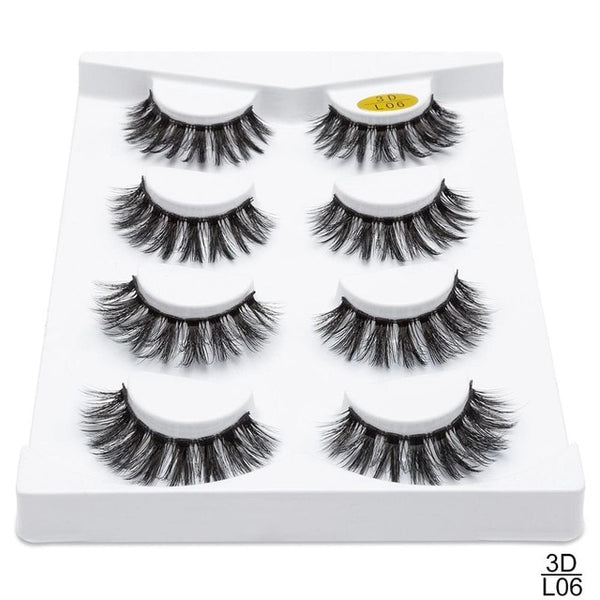 SEXYSHEEP 4/8 pairs 3D Mink Lashes Natural False Eyelashes Dramatic Volume Fake Lashes Makeup Eyelash Extension Silk Eyelashes