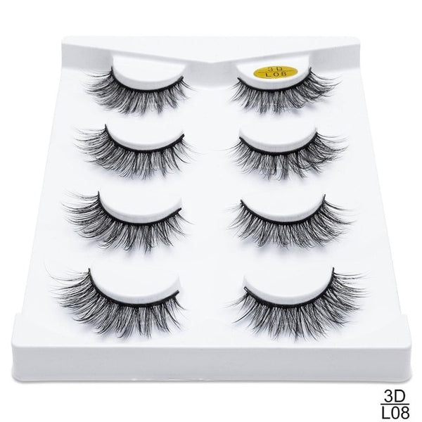 SEXYSHEEP 4/8 pairs 3D Mink Lashes Natural False Eyelashes Dramatic Volume Fake Lashes Makeup Eyelash Extension Silk Eyelashes