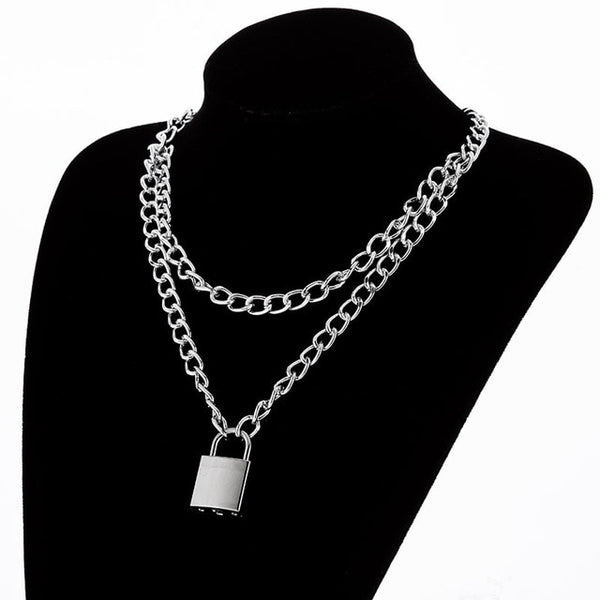 KMVEXO Multilayers Punk Chains Cross Necklace Couple Fashion Street Hip Hop Geometric Metal Pendant Necklaces for Women