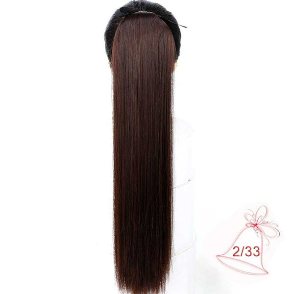 DIFEI 5 Size Long Straight Drawstring Synthetic Ponytail Black/Brown Heat Resistance Hairpiece Clip In Hair Extension for Woman