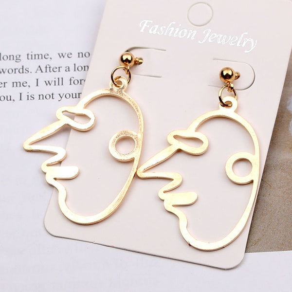 Punk Style Face Drop Earrings For Women Retro Abstract Hollow out Statement Hand Metal Fashion Dangle Earring Jewelry New