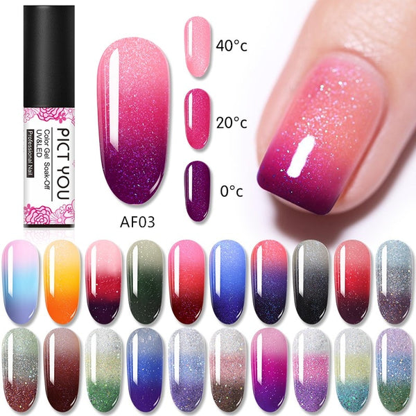 1 Bottle PICT YOU Color Changing Nail Gel Three Colors Soak Off Gel Polish Thermal Gel Temperature Change Nail Gel