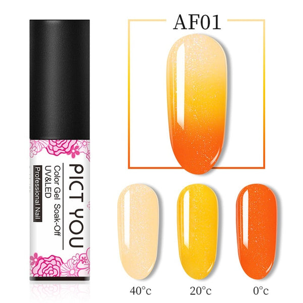 1 Bottle PICT YOU Color Changing Nail Gel Three Colors Soak Off Gel Polish Thermal Gel Temperature Change Nail Gel