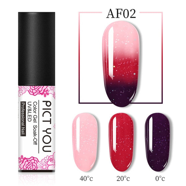 1 Bottle PICT YOU Color Changing Nail Gel Three Colors Soak Off Gel Polish Thermal Gel Temperature Change Nail Gel