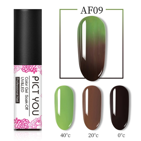 1 Bottle PICT YOU Color Changing Nail Gel Three Colors Soak Off Gel Polish Thermal Gel Temperature Change Nail Gel