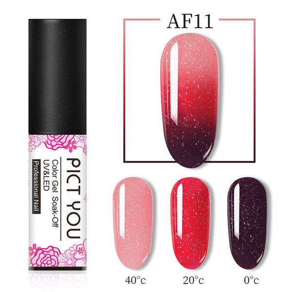 1 Bottle PICT YOU Color Changing Nail Gel Three Colors Soak Off Gel Polish Thermal Gel Temperature Change Nail Gel