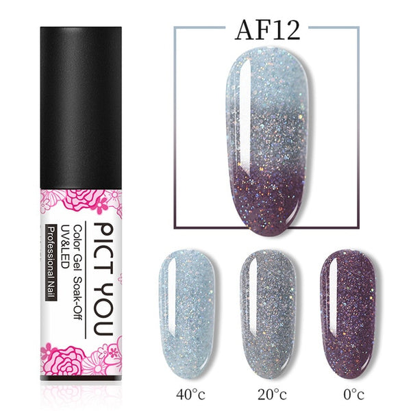 1 Bottle PICT YOU Color Changing Nail Gel Three Colors Soak Off Gel Polish Thermal Gel Temperature Change Nail Gel