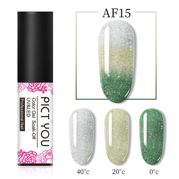 1 Bottle PICT YOU Color Changing Nail Gel Three Colors Soak Off Gel Polish Thermal Gel Temperature Change Nail Gel