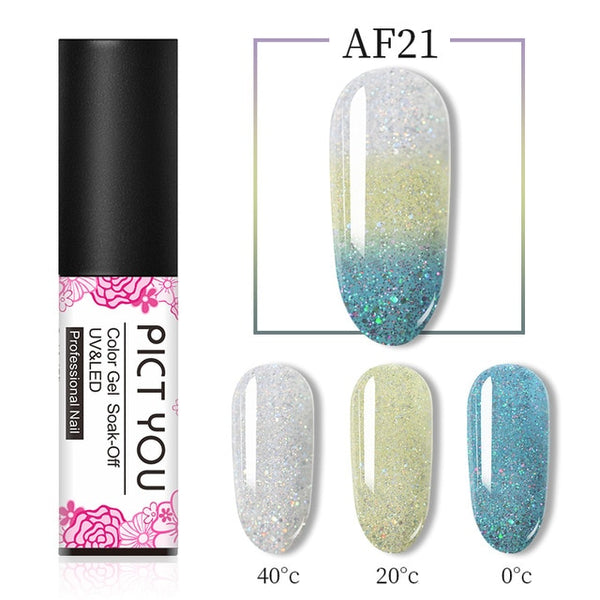 1 Bottle PICT YOU Color Changing Nail Gel Three Colors Soak Off Gel Polish Thermal Gel Temperature Change Nail Gel