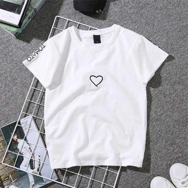 2019 new fashion summer casual print T-shirt round neck loose head short-sleeved women's T-shirt