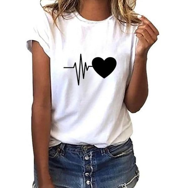 In Stock T Shirt Women Loose Short-Sleeved Leaf Print Tshirt O-Neck Summer Top Short Sleeve Plus Size T-shirt футболка жен