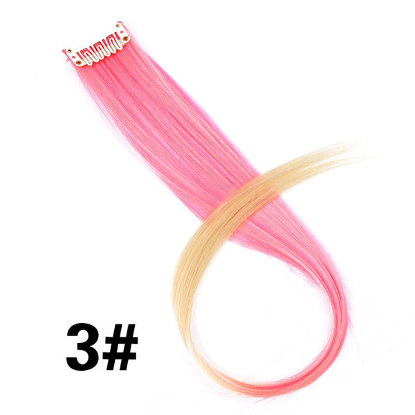 Leeons Clip-In One Piece For Ombre Hair Extensions Pure Color Straight Long Synthetic Hair Fake Hair Pieces Clip In 2 Tone Hair