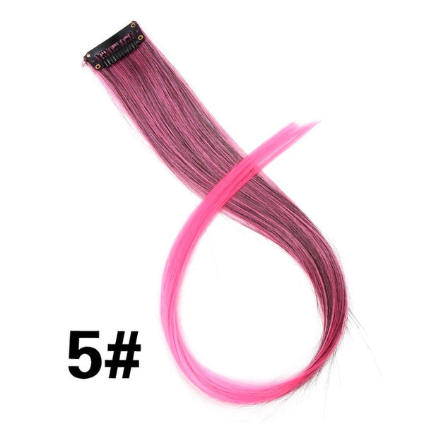 Leeons Clip-In One Piece For Ombre Hair Extensions Pure Color Straight Long Synthetic Hair Fake Hair Pieces Clip In 2 Tone Hair