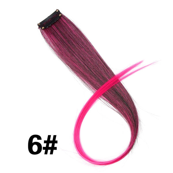 Leeons Clip-In One Piece For Ombre Hair Extensions Pure Color Straight Long Synthetic Hair Fake Hair Pieces Clip In 2 Tone Hair