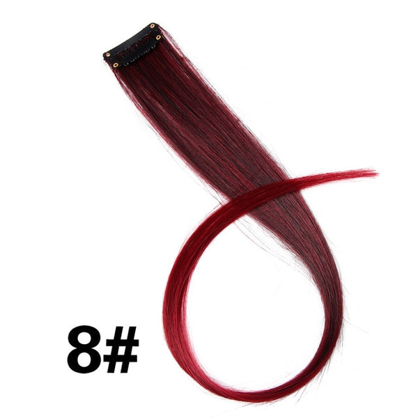 Leeons Clip-In One Piece For Ombre Hair Extensions Pure Color Straight Long Synthetic Hair Fake Hair Pieces Clip In 2 Tone Hair