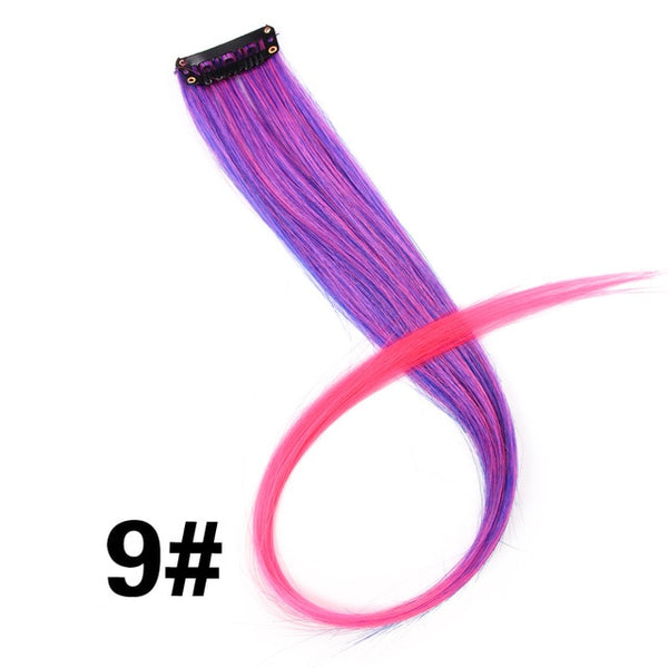 Leeons Clip-In One Piece For Ombre Hair Extensions Pure Color Straight Long Synthetic Hair Fake Hair Pieces Clip In 2 Tone Hair