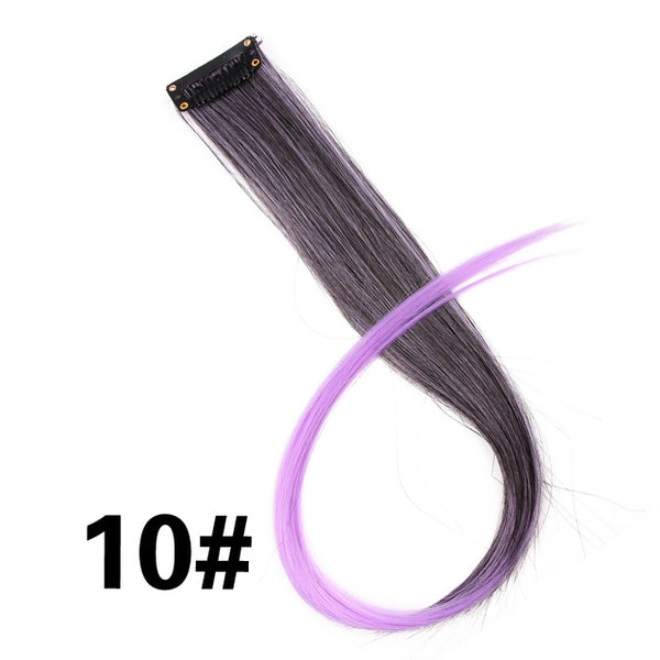 Leeons Clip-In One Piece For Ombre Hair Extensions Pure Color Straight Long Synthetic Hair Fake Hair Pieces Clip In 2 Tone Hair