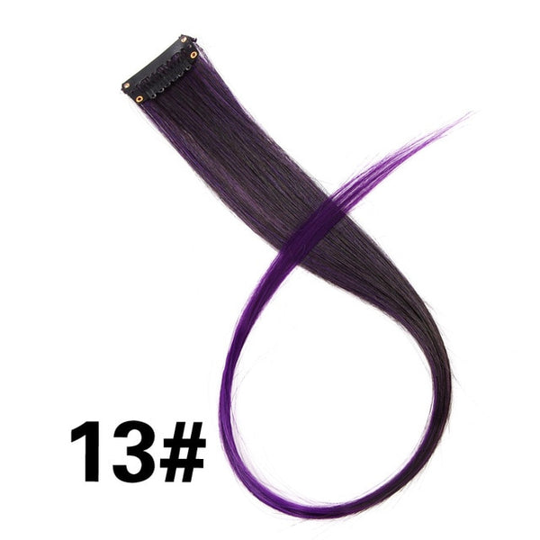 Leeons Clip-In One Piece For Ombre Hair Extensions Pure Color Straight Long Synthetic Hair Fake Hair Pieces Clip In 2 Tone Hair