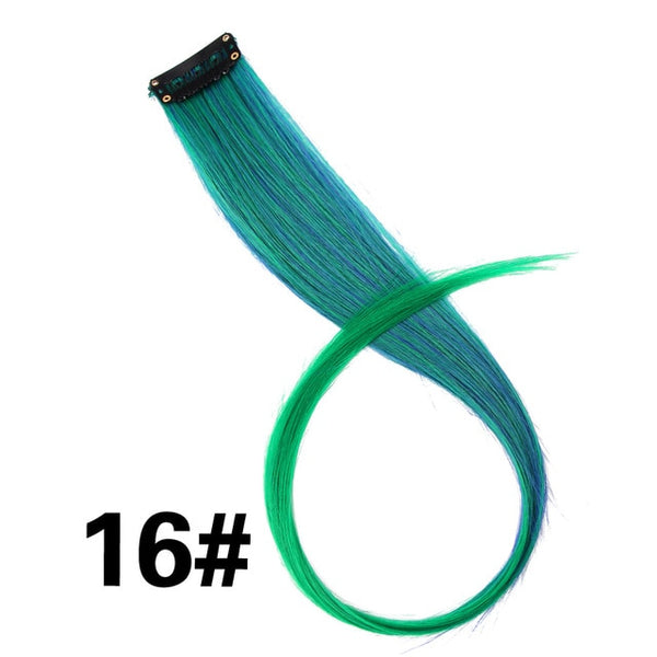 Leeons Clip-In One Piece For Ombre Hair Extensions Pure Color Straight Long Synthetic Hair Fake Hair Pieces Clip In 2 Tone Hair