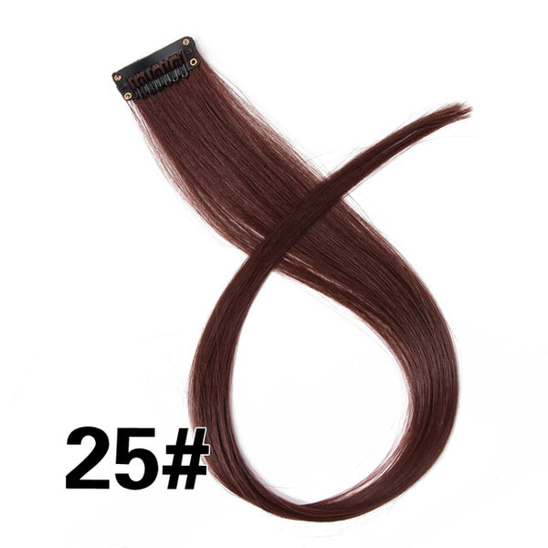 Leeons Clip-In One Piece For Ombre Hair Extensions Pure Color Straight Long Synthetic Hair Fake Hair Pieces Clip In 2 Tone Hair