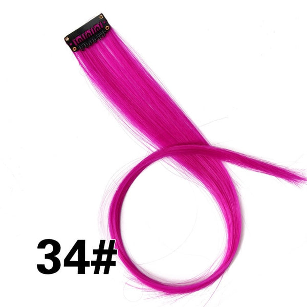 Leeons Clip-In One Piece For Ombre Hair Extensions Pure Color Straight Long Synthetic Hair Fake Hair Pieces Clip In 2 Tone Hair