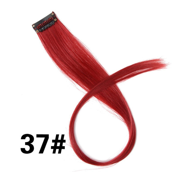 Leeons Clip-In One Piece For Ombre Hair Extensions Pure Color Straight Long Synthetic Hair Fake Hair Pieces Clip In 2 Tone Hair