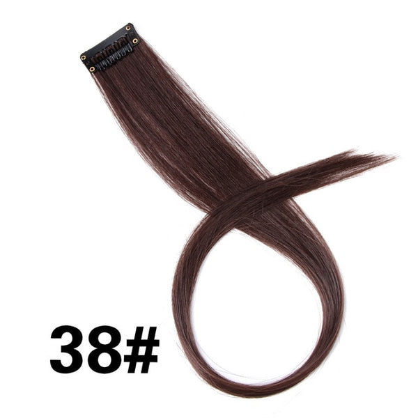 Leeons Clip-In One Piece For Ombre Hair Extensions Pure Color Straight Long Synthetic Hair Fake Hair Pieces Clip In 2 Tone Hair