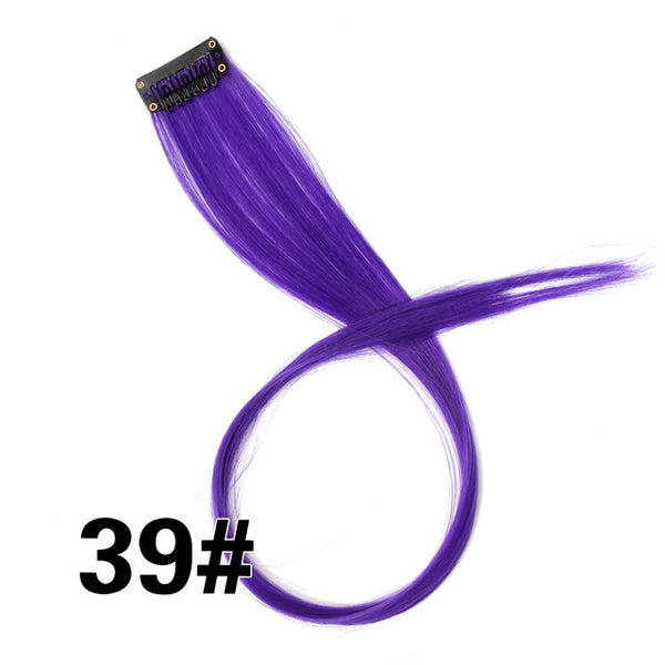 Leeons Clip-In One Piece For Ombre Hair Extensions Pure Color Straight Long Synthetic Hair Fake Hair Pieces Clip In 2 Tone Hair