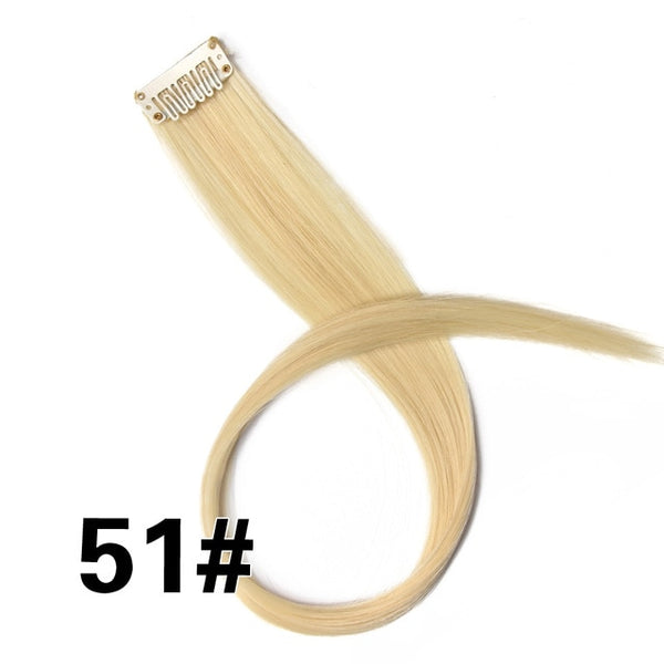 Leeons Clip-In One Piece For Ombre Hair Extensions Pure Color Straight Long Synthetic Hair Fake Hair Pieces Clip In 2 Tone Hair