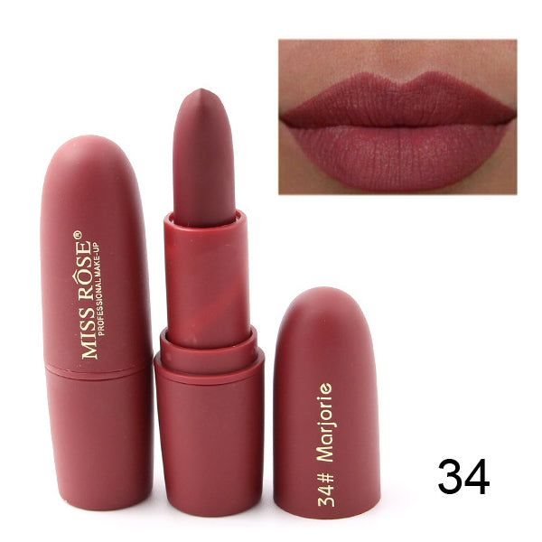 New MISS ROSE Lipstick Matte Waterproof Velvet Lip Stick 18 Colors Sexy Red Brown Pigments Makeup Matte Lipsticks Beauty Lips