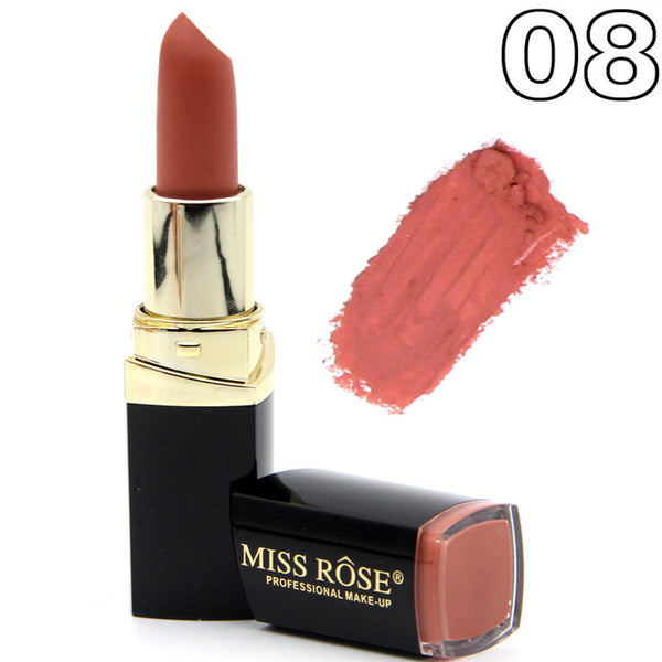 New MISS ROSE Lipstick Matte Waterproof Velvet Lip Stick 18 Colors Sexy Red Brown Pigments Makeup Matte Lipsticks Beauty Lips