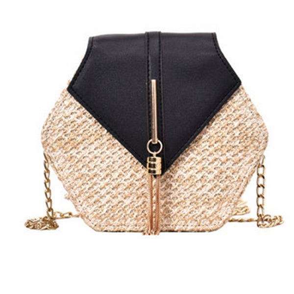 VIP Hexagon Mulit Style Straw+leather Handbag Women Summer Rattan Bag Handmade Woven Beach Circle Bohemia Shoulder Bag