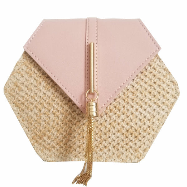 VIP Hexagon Mulit Style Straw+leather Handbag Women Summer Rattan Bag Handmade Woven Beach Circle Bohemia Shoulder Bag