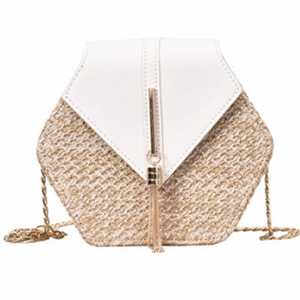 VIP Hexagon Mulit Style Straw+leather Handbag Women Summer Rattan Bag Handmade Woven Beach Circle Bohemia Shoulder Bag