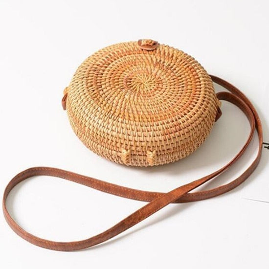 Fashion Women Summer Rattan Bags Round Square Straw Bag Handmade Woven Beach Crossbody Bags Circle Bohemia Bali Handbags