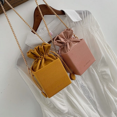 Fashion Drawstring Bucket Women Purses Bags Small Flap Ladies Handbags Box Shape Crossbody Bags For Women 2020 Sac A Main