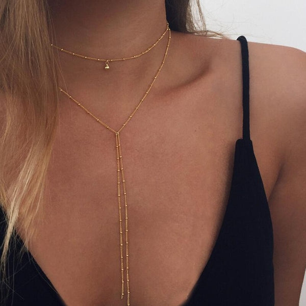 Women Gold Silver Chain Star Choker Necklace Collana Kolye Bijoux Collares Mujer gargantilha Collier Femme