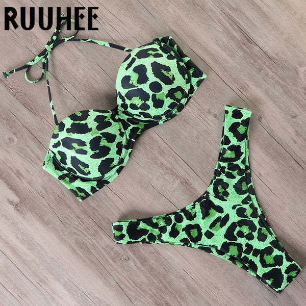 RUUHEE Bikini Swimwear Women Swimsuit 2020 Leopard Brazilian Bikini Set Push Up Bathing Suit Female Summer Beach Wear Biquini