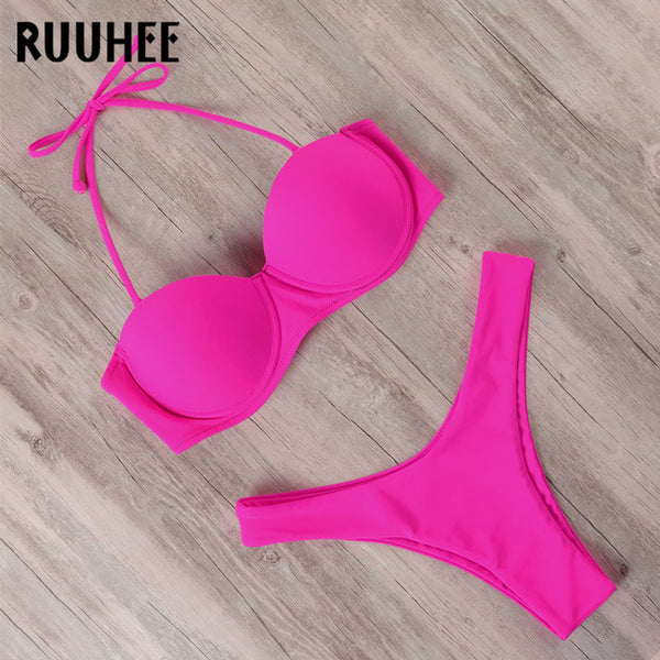 RUUHEE Bikini Swimwear Women Swimsuit 2020 Leopard Brazilian Bikini Set Push Up Bathing Suit Female Summer Beach Wear Biquini