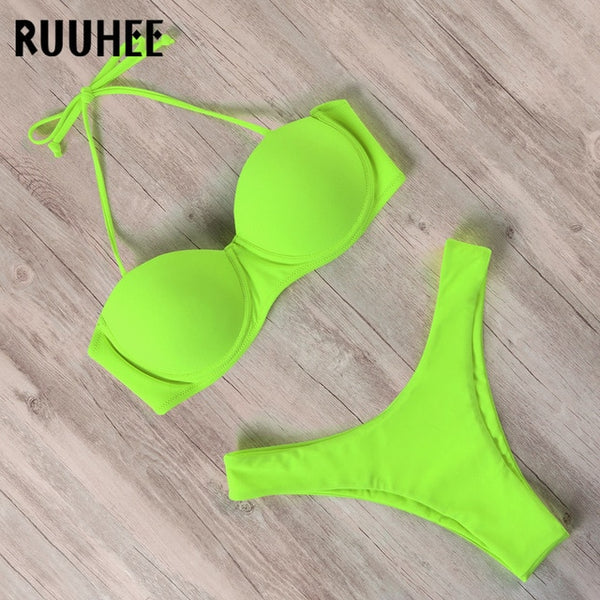 RUUHEE Bikini Swimwear Women Swimsuit 2020 Leopard Brazilian Bikini Set Push Up Bathing Suit Female Summer Beach Wear Biquini