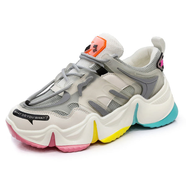 2020 Hot Summer Women Sneakers Vulcanize Breathable Rainbow Color Fashion Casuals Height Increasing Female Chunky Ladies Shoe