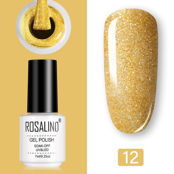 ROSALIND Nail Polish Vernis Semi Permanent Hybrid Varnish Gel polish uv Color Gel Manicure Primer Top Coat Glitter Nail Art