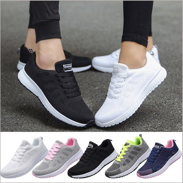 Women Casual Sport Shoes Fashion Men Running Shoes Fly Weave Air Mesh Sneakers Black White Non Slip Footwear Breathable Jogging