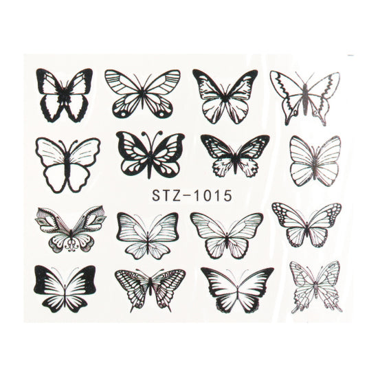 NEW Butterfly Nail Stickers Water Transfer Decals Colorful Blue Black Design Nail Art Manicure Sliders Wraps Foils TRSTZ982-1017