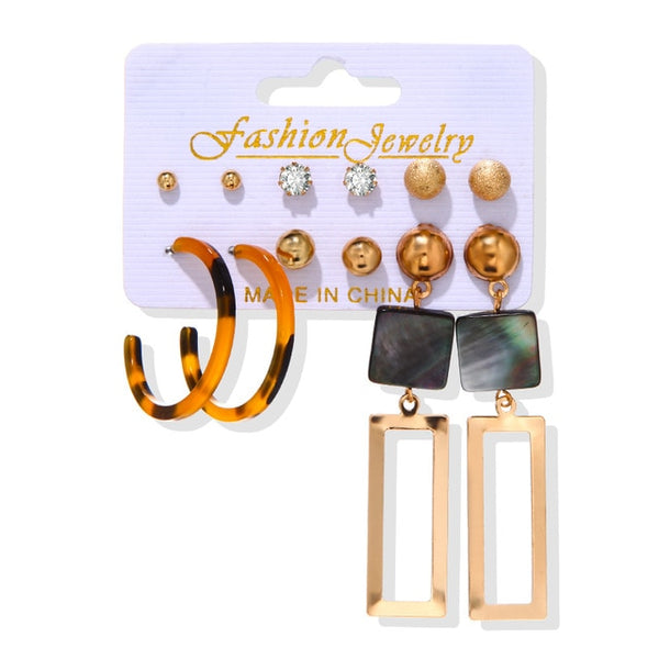 Brincos femininos conjunto borla pérola brincos para mulheres boêmio moda jóias 2020 geométrico kolczyki hoop earings