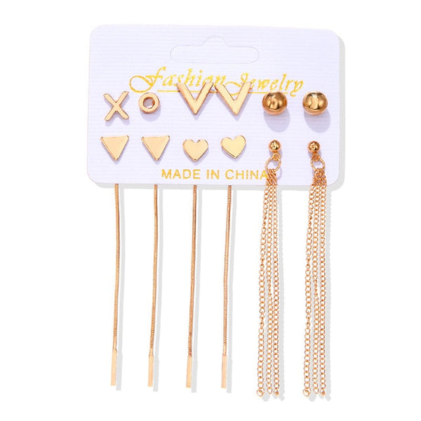 Brincos femininos conjunto borla pérola brincos para mulheres boêmio moda jóias 2020 geométrico kolczyki hoop earings