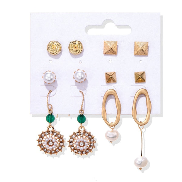 Brincos femininos conjunto borla pérola brincos para mulheres boêmio moda jóias 2020 geométrico kolczyki hoop earings